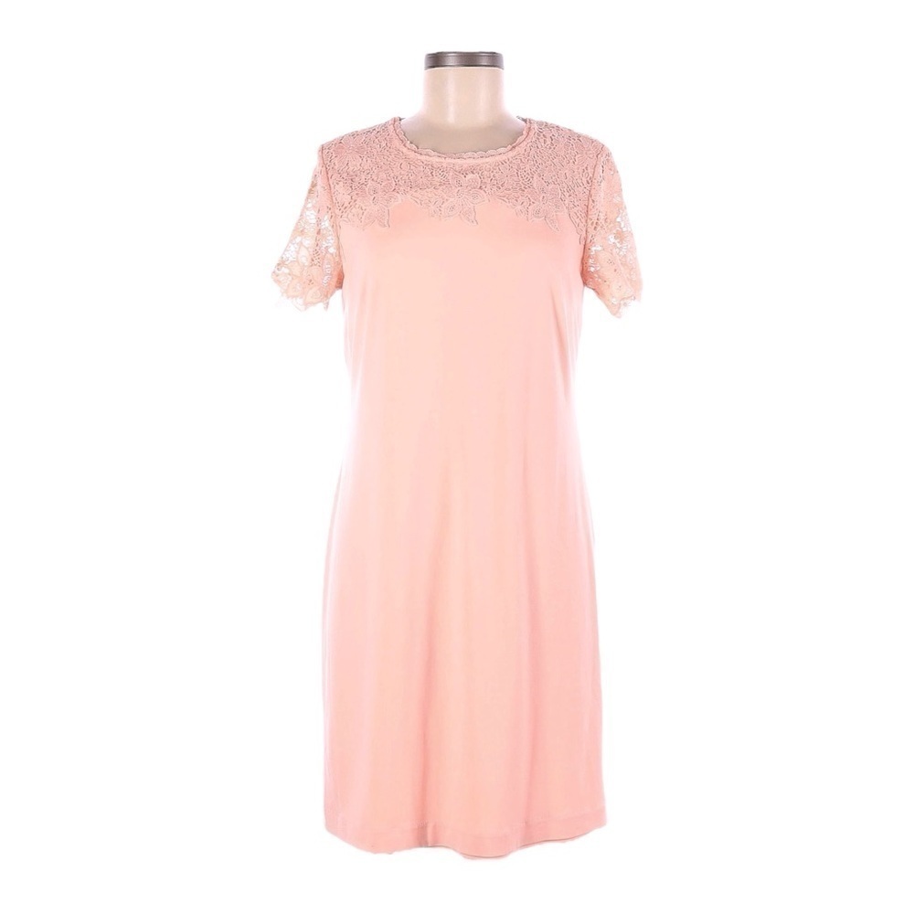 Karl Lagerfeld Paris Pink Floral Embroidered Crochet Shift Dress Size 6